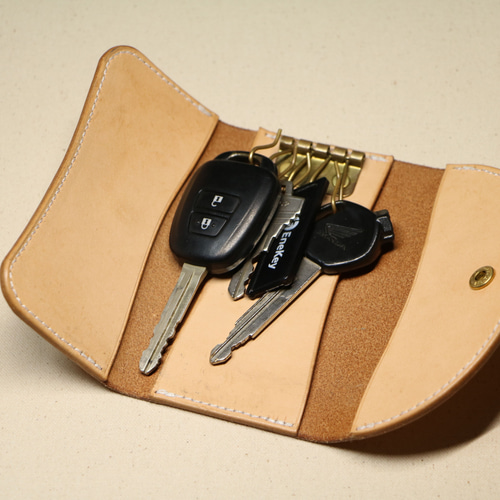 丸フラップキーケース】ブッテーロ キャメル EE-002 キーケース