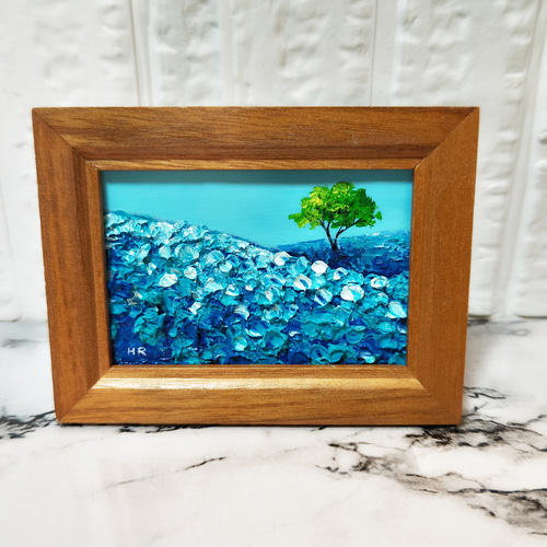 油絵 ミニ絵画【ネモフィラ畑】 絵画 ＨＲ 通販｜Creema(クリーマ)