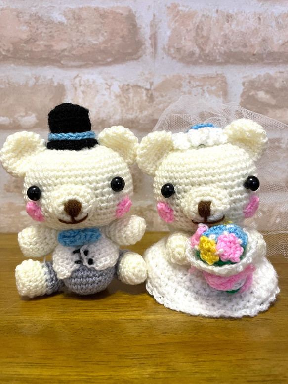 ウェディングドール あみぐるみ 花束付き ウェディングドール あみぐるみ 花束付き リバーシブルフラワー