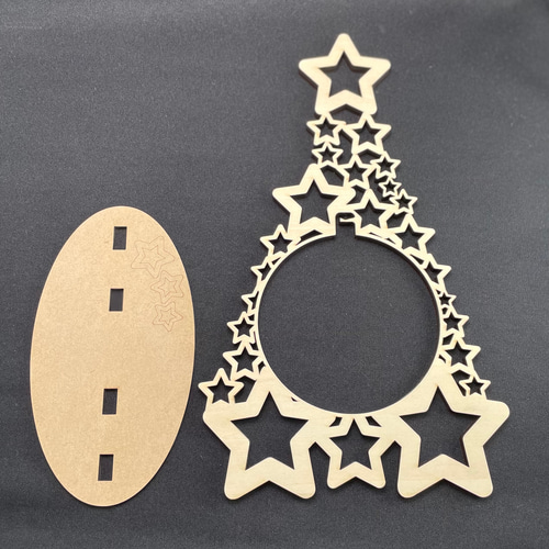 ミラーアクリル×木材 アクリル×木材 名入れ クリスマスオーナメント