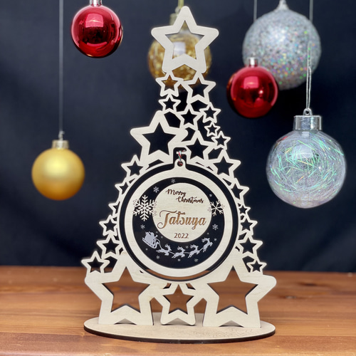 クリスマスアイテムインテリア 鏡 アクリルミラー ハンドメイド ガーランド ミラーアクリル×木材 アクリル×木材 名入れ クリスマス