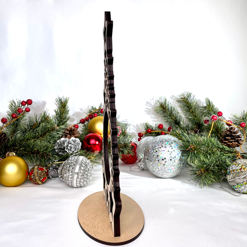 ミラーアクリル×木材 アクリル×木材 名入れ クリスマスオーナメント