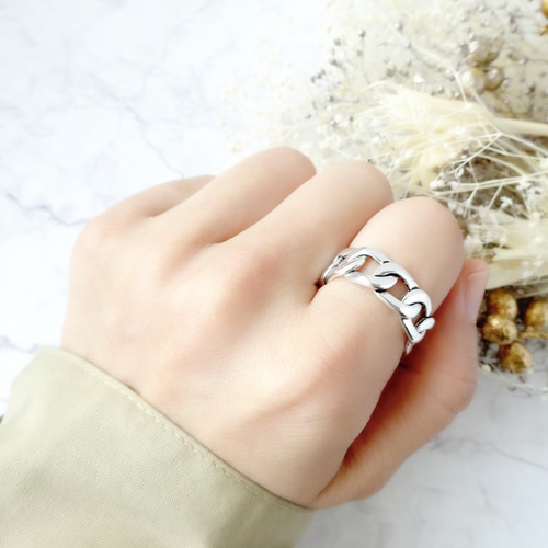 Creema限定！送料無料！クロスラインのシルバーリングとチェーンリング