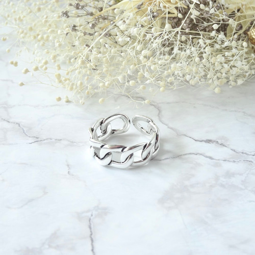 Creema限定！送料無料！クロスラインのシルバーリングとチェーンリング