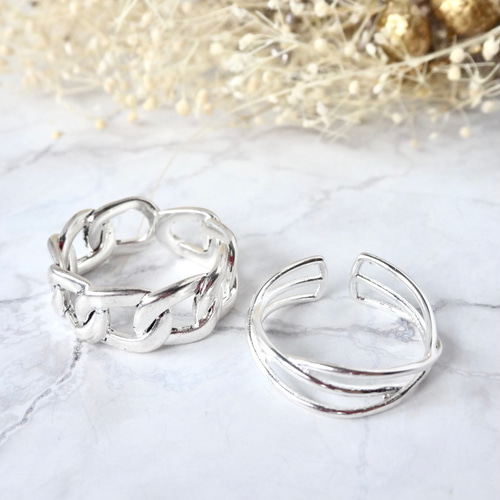 Creema限定！送料無料！クロスラインのシルバーリングとチェーンリング