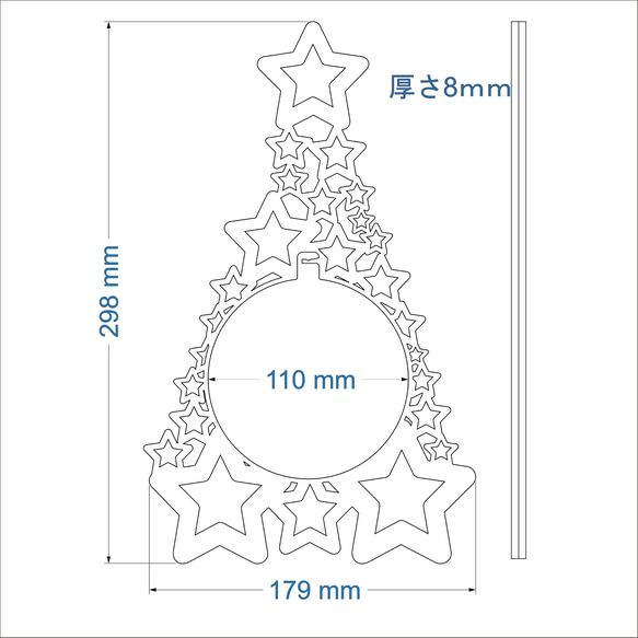 8ミリ厚☆２層の木製クリスマスオーナメント　雪の結晶　名入れ　年号刻印　オーダーメイド　スタンド付 11枚目の画像