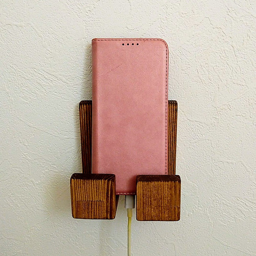 スマホスタンド 壁掛け 壁から生えたシリーズ 煉瓦色 スマホスタンド