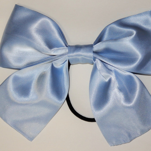 リボン ヘアゴム 水色 サテン 大きめ 発表会 着物 ヘアアクセ コスプレ