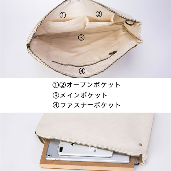 帆布　iPadケース　クラッチバッグ　ドキュメントバッグ　A4が入る　インナーバッグ　書類 2枚目の画像