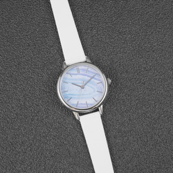 藍色瑪瑙紋路手錶 白色錶帶 女裝手錶 全球免運 第3張的照片