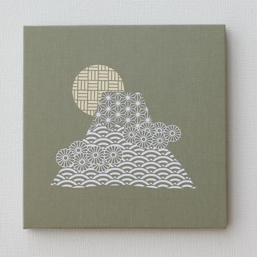 パネル生地　VaBo 富士山-和柄パネル M-611【6色】白-ベージュ ファブリックパネル