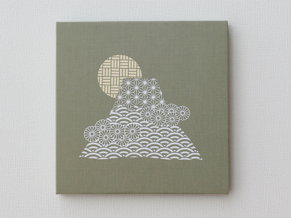 富士山-和柄パネル M-611【6色】白-ベージュ ファブリックパネル