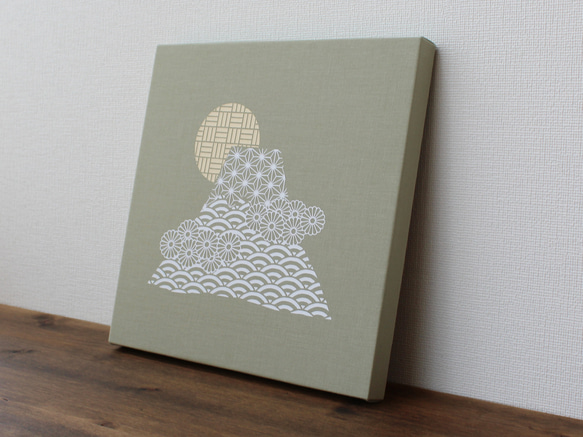 富士山-和柄パネル M-611【6色】白-ベージュ　ファブリックパネル 3枚目の画像