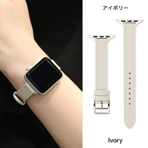 Posh Tech★ツートーンチェーンAmeliaアップルウォッチバンド白 高級革 アップルウォッチ Apple Watch スリム バンド 全5色 幅