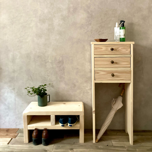 チェストとスリッパラックのセット】木製 玄関収納 かわいい四つ