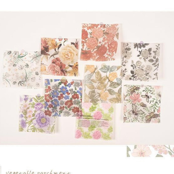 透明感と花柄が素敵な硫酸紙のミニペーパー☆30枚入 5枚目の画像