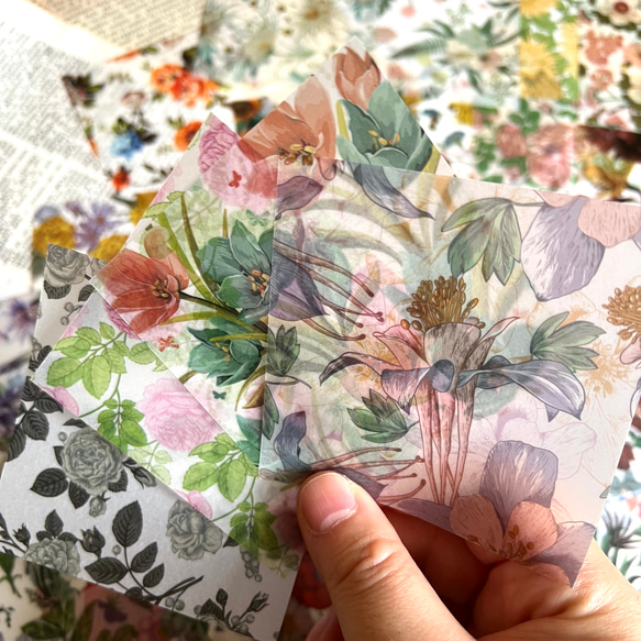 透明感と花柄が素敵な硫酸紙のミニペーパー☆30枚入 9枚目の画像