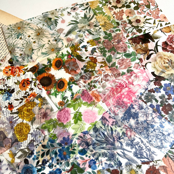 透明感と花柄が素敵な硫酸紙のミニペーパー☆30枚入 10枚目の画像