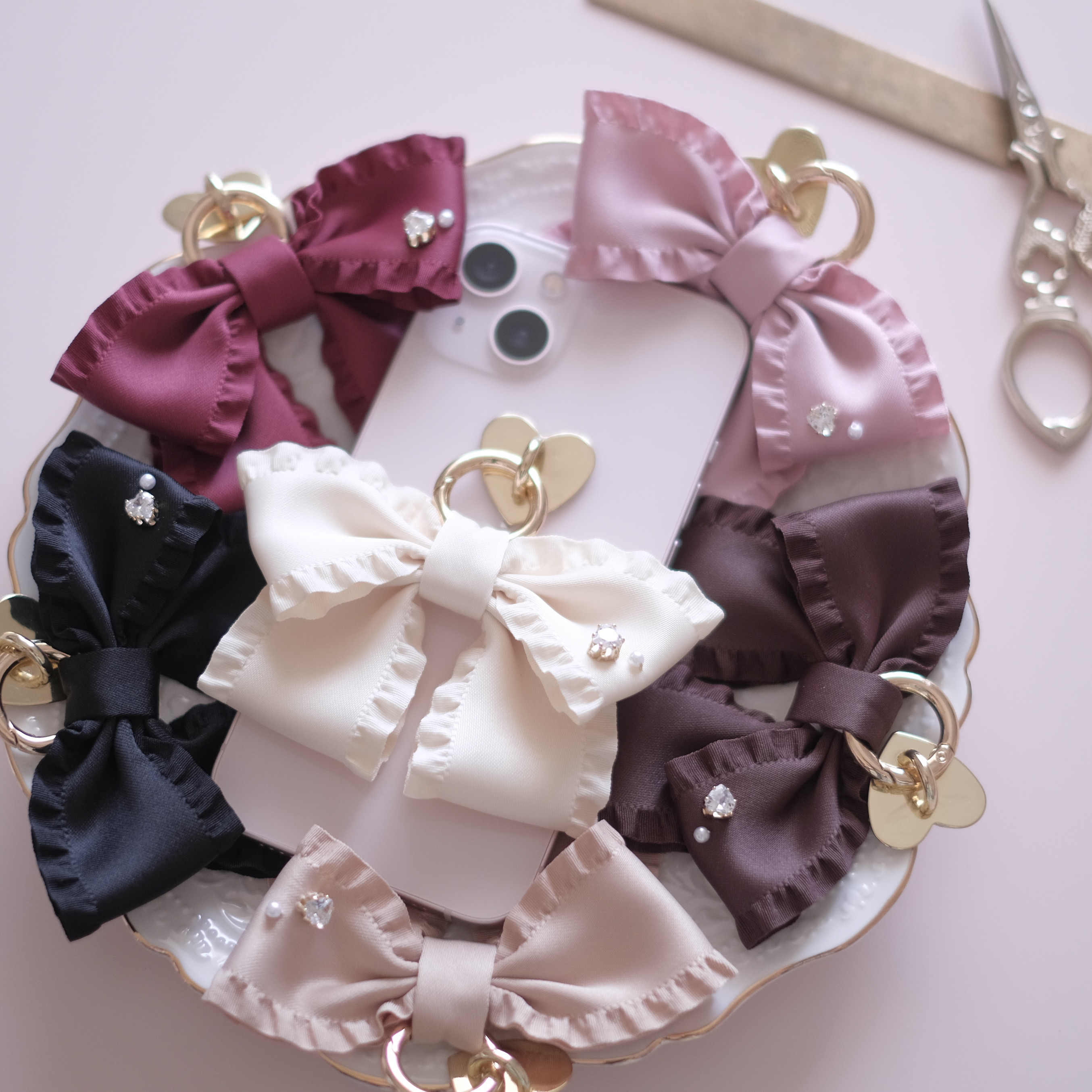 さおさま りぼん チャーム リボンチャーム フリンジデニム 24-53