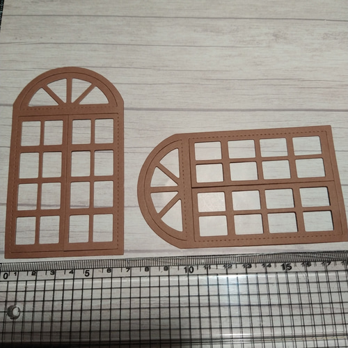 ダイカット 茶色 窓 10枚 ペーパークラフト アルバム コラージュ