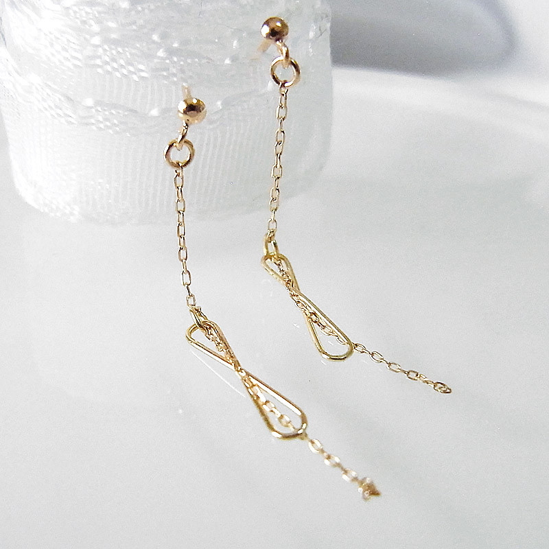 K18 個性的な チェーン ピアス