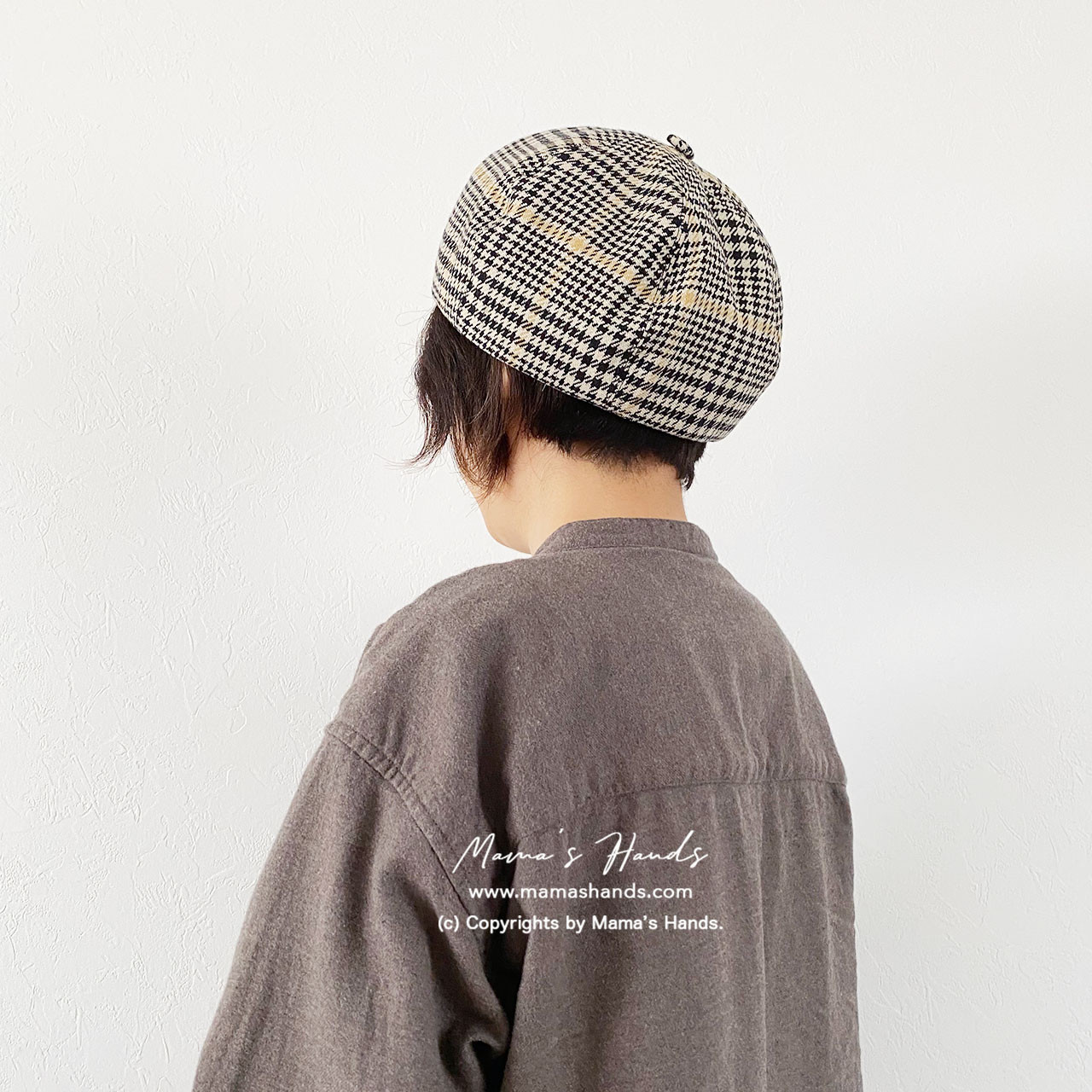 《おしゃれな グレンチェック》おしゃれな コットン100% 秋 冬 春 ナチュラル かぼちゃ ベレー 帽子