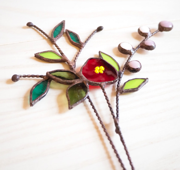 12月31日までの期間限定販売！ステンドグラスの一輪挿しお正月バージョン 3枚目の画像