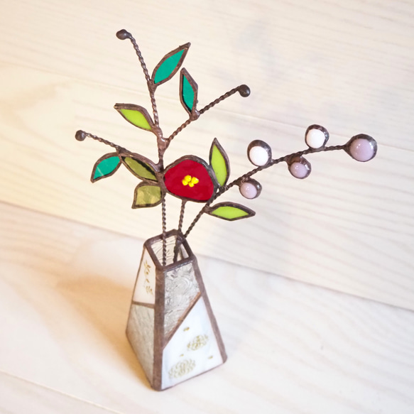 12月31日までの期間限定販売！ステンドグラスの一輪挿しお正月バージョン 7枚目の画像