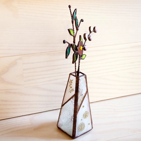 12月31日までの期間限定販売！ステンドグラスの一輪挿しお正月バージョン 2枚目の画像