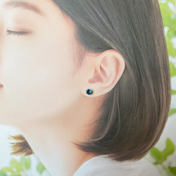 【大粒ロンドンブルートパーズのシンプルな一粒スタッドピアス】6mm/青/天然石/サージカルステンレス/つけっぱなしok 11枚目の画像