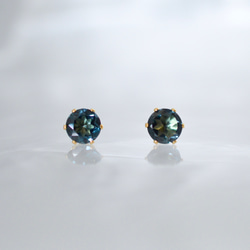 【大粒ロンドンブルートパーズのシンプルな一粒スタッドピアス】6mm/青/天然石/サージカルステンレス/つけっぱなしok 4枚目の画像