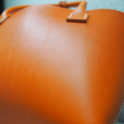ぷっくり　即納品　本革　栃木レザー　シンプルトートバック　Mサイズ　オレンジ　 10枚目の画像