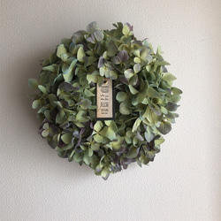 送料無料！秋色紫陽花のドライフラワーリース　※フォロワー様限定キャンペーン 1枚目の画像