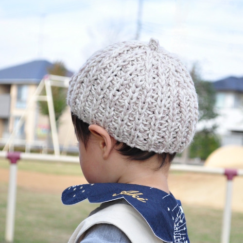 新サイズ= コットンのやさしいどんぐりニット帽 *モンブランカラー