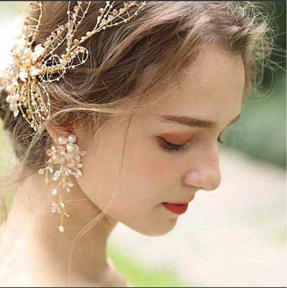 ins大人気イヤリング！ウェディングアクセサリー  結婚式　パール　ゴールド9/23 5枚目の画像