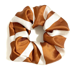 Japanese KIMONO silk シュシュ 着物 和風 橙 朱色オレンジ リボン