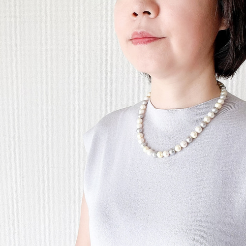 美品✨パルーナ 淡水パール ネックレス ロープ123cm ミックス