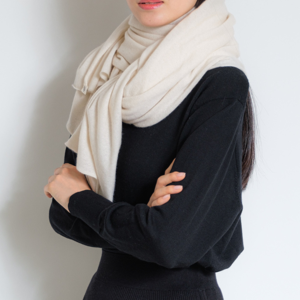 100%ベビーカシミヤ ミディアムストール  Ivory