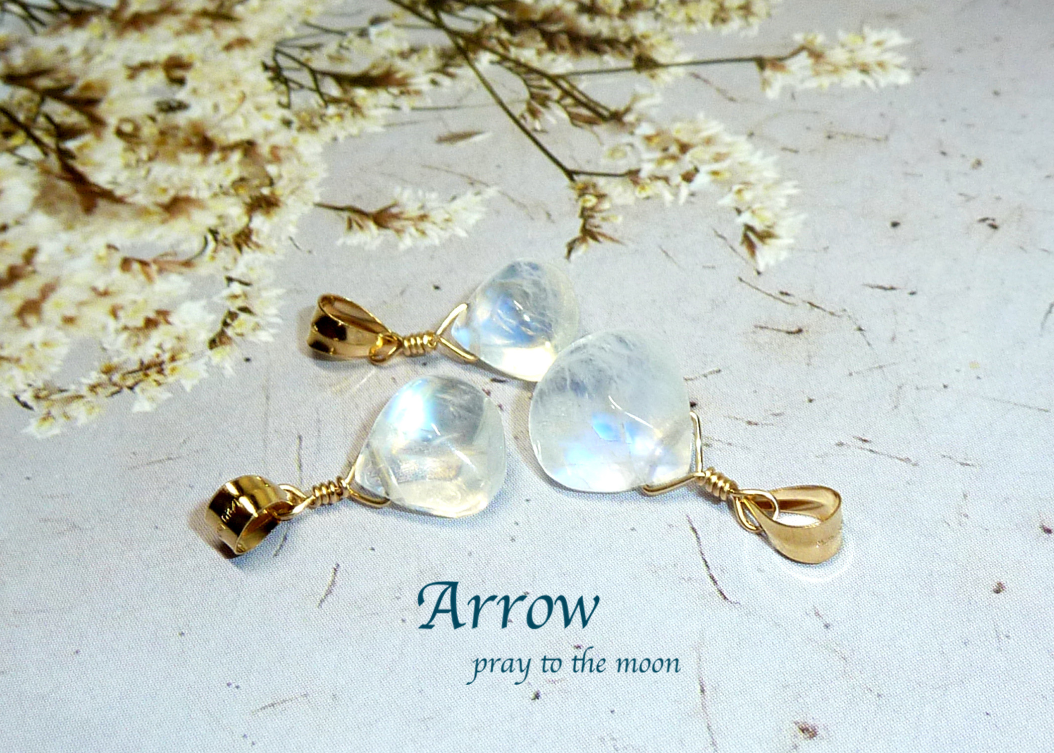 幸せを引き寄せる＊インド産レインボームーンストーンネックレス＊14kgf 6,600円