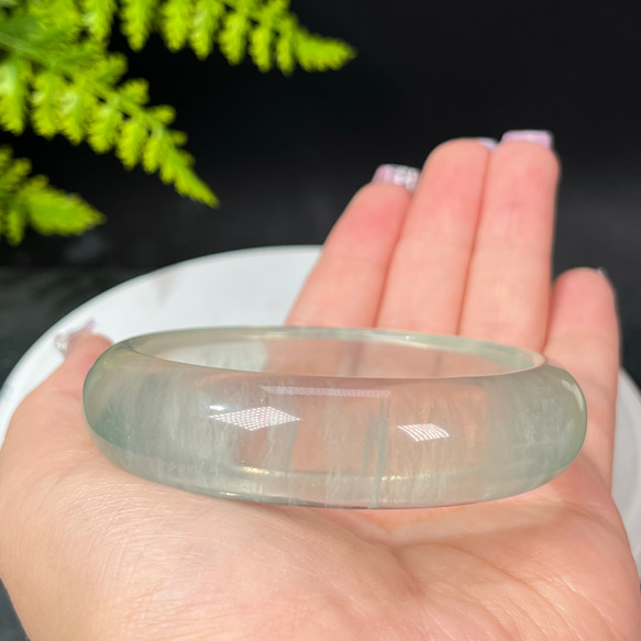 獨特 天然 玻璃體 綠色 螢石手鐲 60MM 冰透少棉 水晶手環 提升效率 凈化磁場 第7張的照片