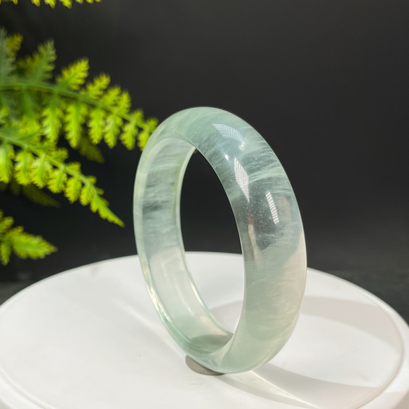 獨特 天然 玻璃體 綠色 螢石手鐲 60MM 冰透少棉 水晶手環 提升效率 凈化磁場 第2張的照片