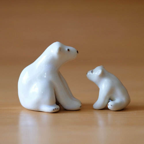 シロクマの親子 動物オブジェ その他置物 わのえ工房 通販 14765933