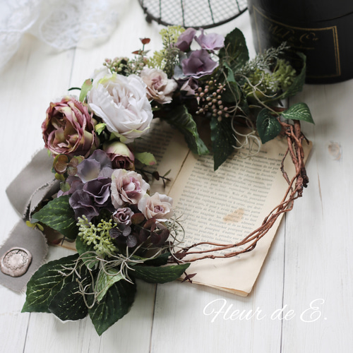 アーティフィシャルフラワー リース 32センチ リース Fleur de E