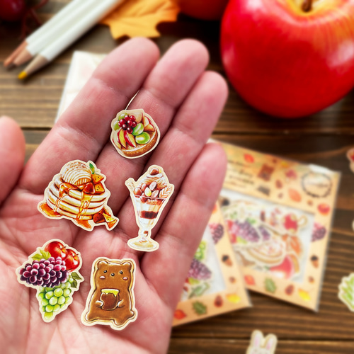 秋の森のメニューがいっぱい！ 秋の森のスイーツフレークシール シール