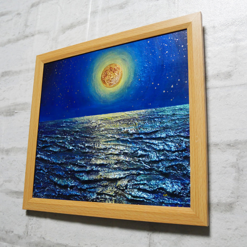 油絵 油彩 油彩画 絵 絵画【月の海】 油絵 油彩 油彩画 絵 絵画【海雪の月】 | HIROSHI1990