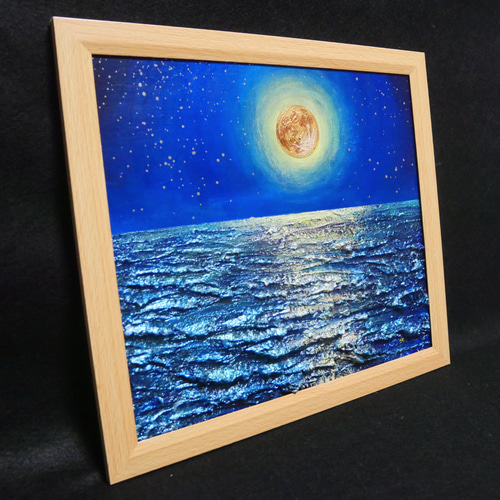 油絵 油彩 油彩画 絵 絵画【月下の海】 絵画 HR 通販 14766187