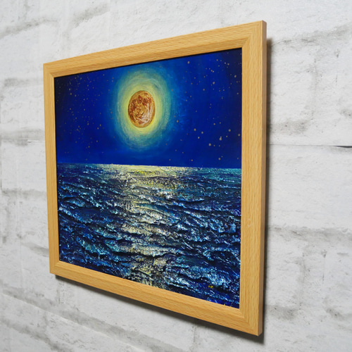 油絵 油彩 油彩画 絵 絵画【月下の海】 絵画 HR 通販 14766187