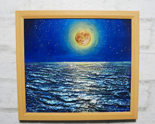 油絵 油彩 油彩画 絵 絵画【月下の海】 絵画 HR 通販 14766187