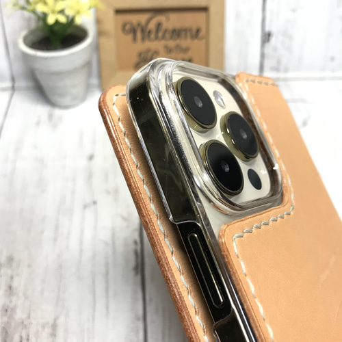 iPhone 16 series カメラレス 手帳型ケース 栃木レザー ヌメ革