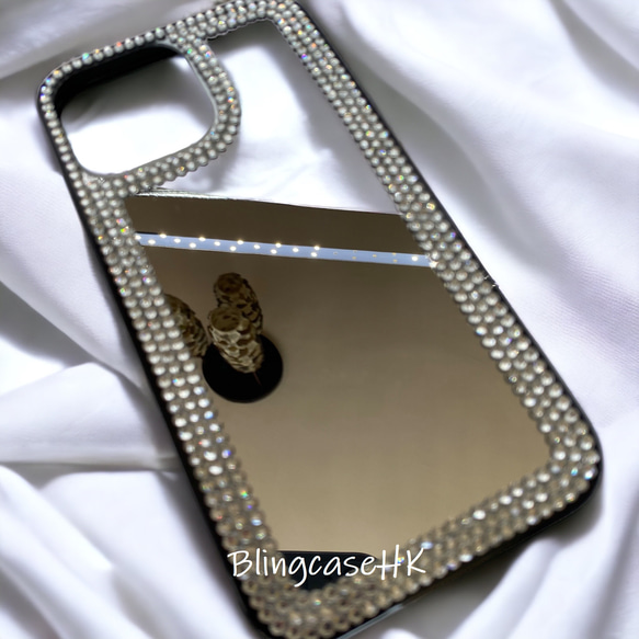 送料無料 ブリング ラインストーン ミラーケース iPhone 15 Pro Max Plus ケース スマホケース 4枚目の画像